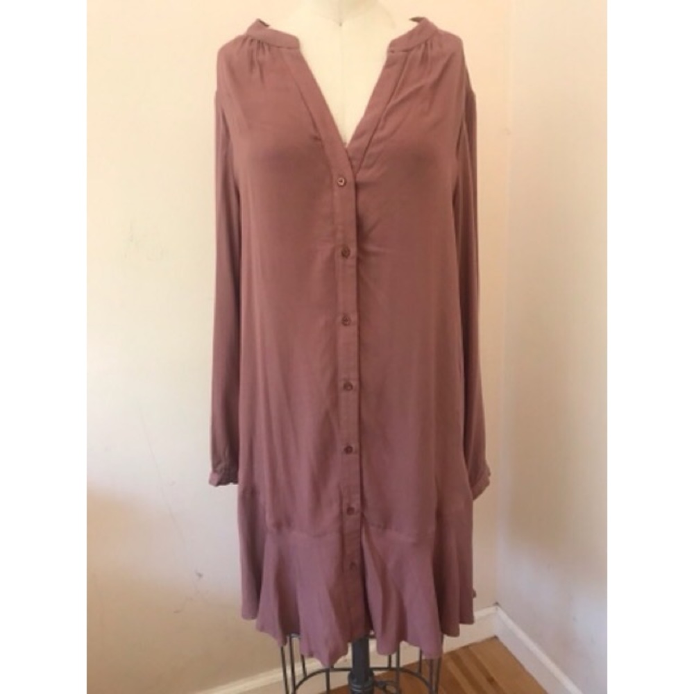 NWOT button town Tunic dress in dusty rose